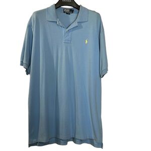 Polo Ralph Lauren Mens Polo Shirt Sz‎ XXL Blue Short Sleeve Pullover Yellow Pony
